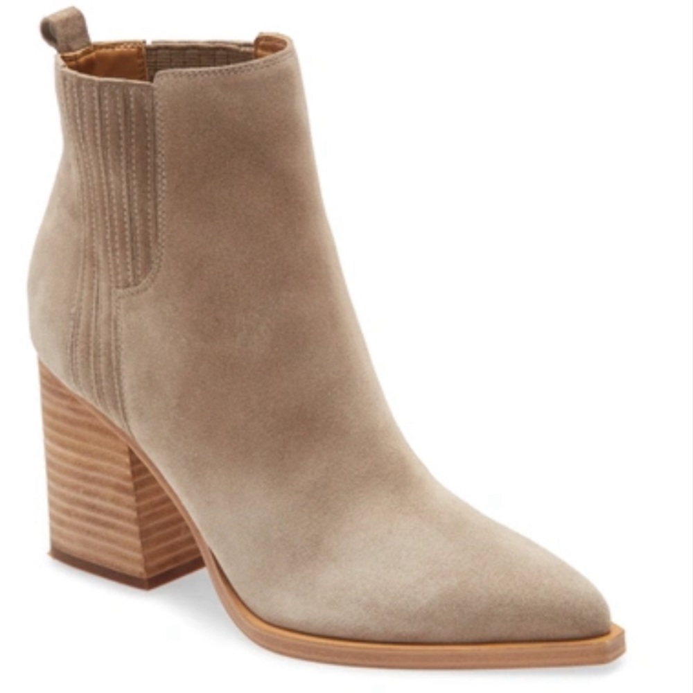 Marc Fisher LTD Oshay Pointed Toe Bootie in Medium Natural Suede